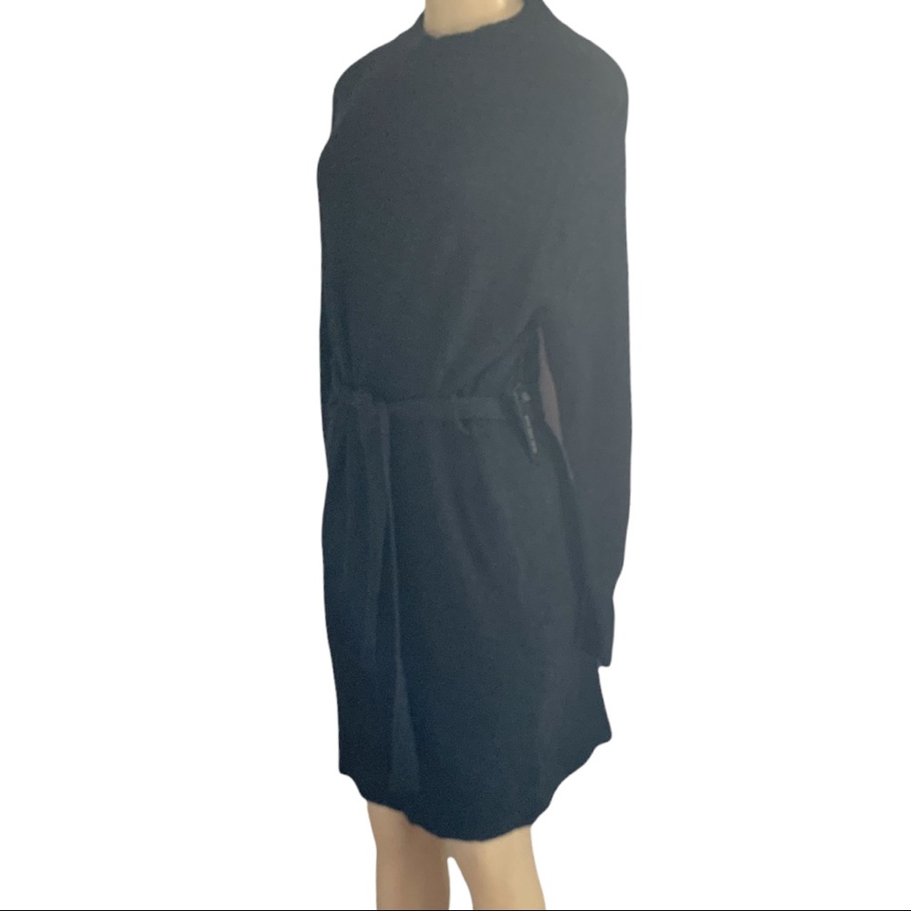NWT Wool Dynamite Knitwear Sweater Dress Mini Belted LS Charcoal Black - Picture 3 of 8